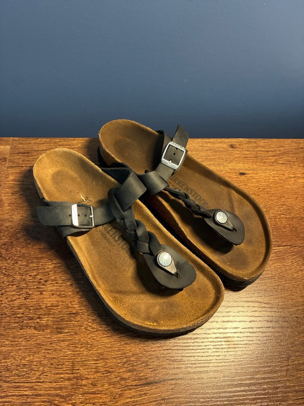 Birkenstock Black Braided Toe-Post Sandals